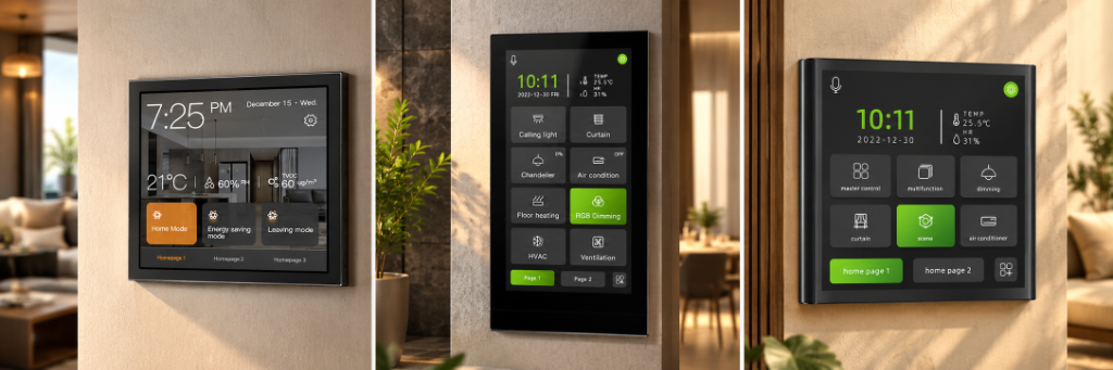 Lumi KNX Touch Displays: LME-4D, KNX AI Smart 4 Inch, and LM5.5DAI 5.5 Inch Panels